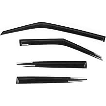 Side Window Deflectors, Compatible with 2011-2018 Hyundai Veloster, Tape-On Slim Style Smoke/Tinted Acrylic, 4PCS, Window Rain Shields