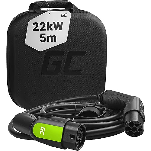 Green Cell GC Typ 2 Ladekabel für EV Elektroautos PHEV | 22kW | 32A | 5 Meter | Typ 2 auf Typ 2 | 3-Phasig | Kompatibel mit Model 3/S/X/Y, i3, ID.3, ID.4, E-Tron, IONIQ 5, ZOE, Kona EV, 500e, EQC, EV6