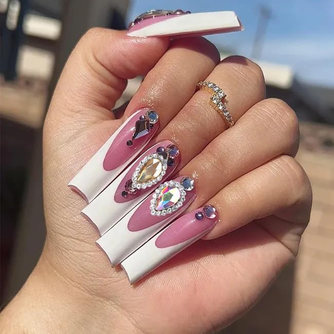 Miniatura 5 de 24 dijes de uñas de lujo, diseño láser, dije de corazón para uñas, aleación de oro, diamantes de imitación para arte de uñas, gemas brillantes para