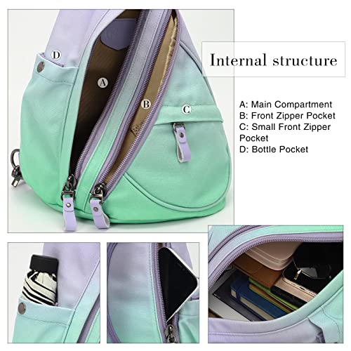 KL928 Canvas Sling Bag - Small Crossbody Backpack Shoulder Casual Daypack Rucksack for Men Women