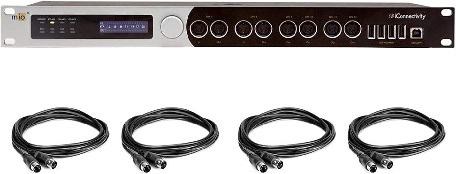واجهة iConnectivity mioXL MIDI مع 4x MIDI كابل ذكر إلى كابل ذكر 10 حزمة