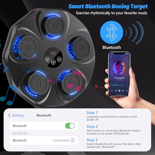Image of TGLLM Music Boxing Machine, Interactive Punching Trainer with Boxing Gloves, Large Size Wall Mounted Electronic Boxing Target for Adult Kids, 9 Modes & 9 Speeds