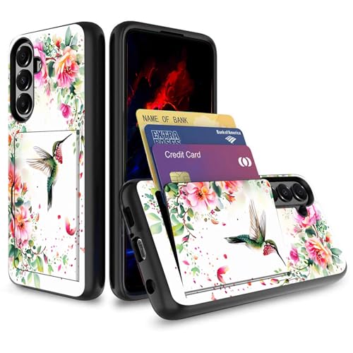 wiaekosef for Galaxy A17 5G/ A26 5G Case,Wallet Case Credit Card Holder Dual Layer Hybrid Shockproof PC + TPU Case Cover for Samsung Galaxy A17 5G/ A26 5G,Hummingbird Pink Flower