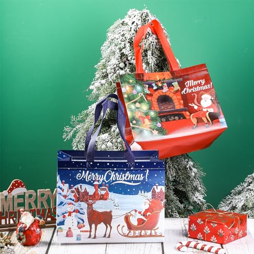 Loveinside-Christmas-Medium-Recycled-Gifts-Bags-with-Handles-Reusable-Christmas-Party-Gift-Bag-Shopping-Bag-13-x-7-x-13-and-13-x-7-x-10-10-Pcs-Christmas-Design