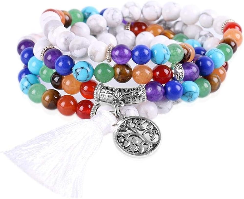 YKHART Natural Yoga Bracelets 7 Chakra Balancing Multilayer