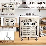 DETIHO Funny Kitchen Sign, Rustic Kitchen Wooden Plaque With Metal Stand, Above Cabinet Decor for Home Restaurant Tabletop Decor Favors & Supplies - G06