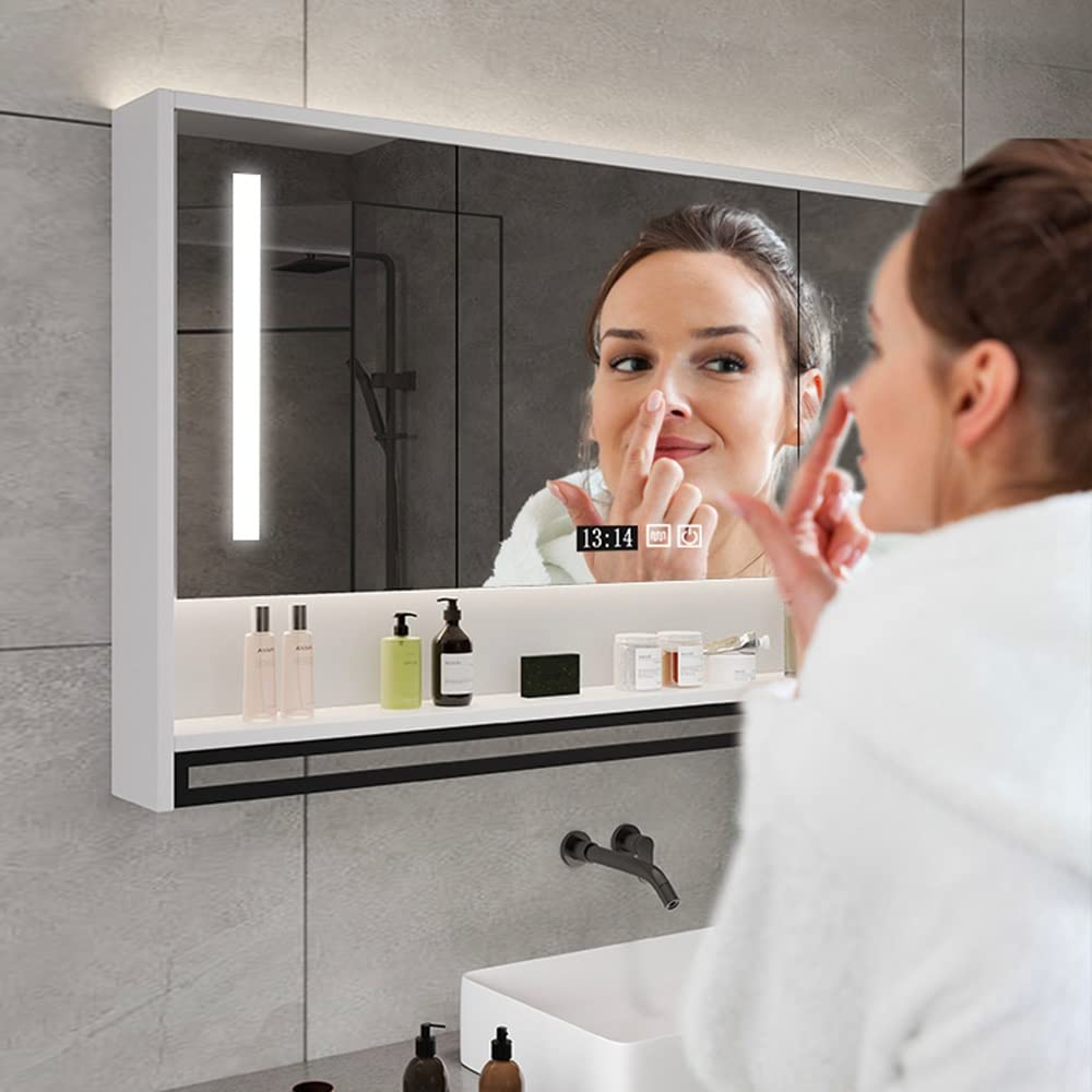 Espejo De Pie Cuerpo Entero Joyero Karl Home Gabinete De Medicina De Madera  Blanco Montado En La Pared Con Puerta De Espejo Individual Y Estantes  Ajustables Para Bano Sala De Estar Joyero, image size:1000x1000