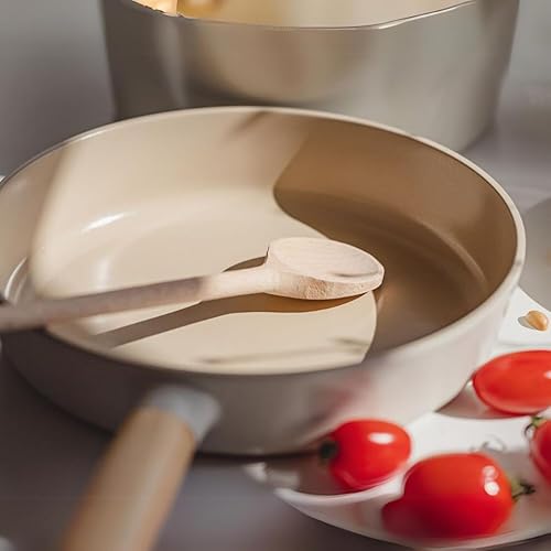 Miniatura 5 de FIKA - Sartén antiadherente de 9.5 pulgadas con mango de madera, utensilios de cocina compatibles con inducción para todas las estufas, sartén de