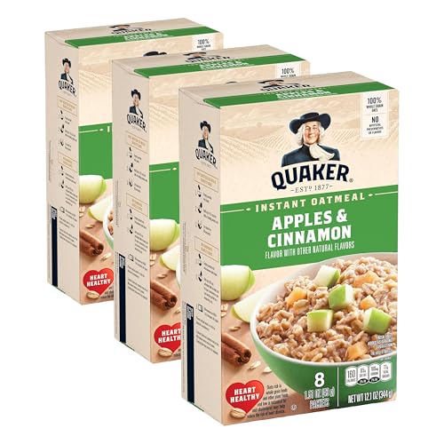 Image of Quaker Instant Oatmeal, Apples & Cinnamon, 1.51oz Packets (24 Pack)