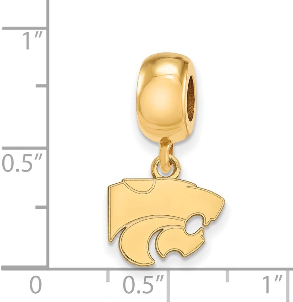 Kansas State Bead Charm Extra Small (3/8 Inch) Dangle (Gold Plated)