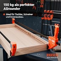 PRESCH Einhandzwinge 900mm – Schnellspannzwinge mit 150kg Spannkraft für sofortiges Fixieren – Extrem stabile Zwinge dank Carbonstahl & glasfaserverstärktem Gehäuse – Spannzwinge mit Spreizfunktion – Ansicht 2