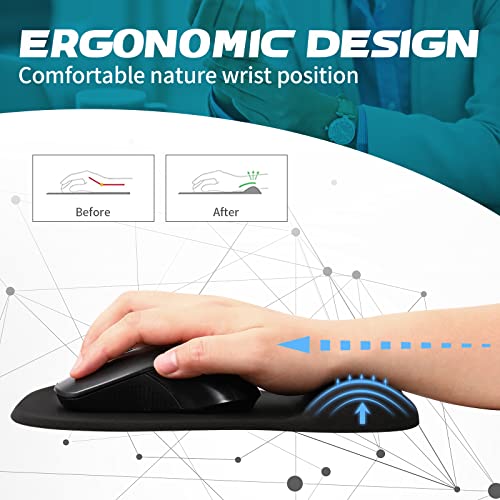 Yeahviy Gel Mouse Pad With Wrist Support Ergonomic Mouse Pad With Wrist Rest, Comfortable Computer Mouse Pad For Desk, Pain Relief Mousepad For Home & Office With Non-Slip Pu Base, 9.4 X 8.3 In, Black #TOP2