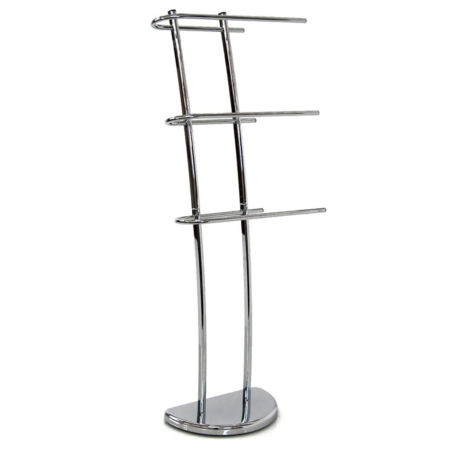 TIENDA EURASIA - Toallero, Toallero de pie en Acero Cromado, Colgador de Toallas de 3 Alturas con Base Antideslizante, Toallero Baño de Tamaño 30 x 18,5 x 104 cm, Toallero Alto de Diseño Elegante