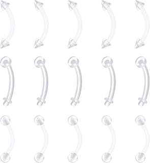 16G 14G Clear Flexible Plastic Daith Rook Earrings Eyebrow Rings Curved Barbells Belly Piercing Retainers 15PCS