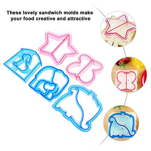 Conjunto de 5 peças de cortadores de sanduíche infantil Hemoton para cortadores de massa de pão, mol