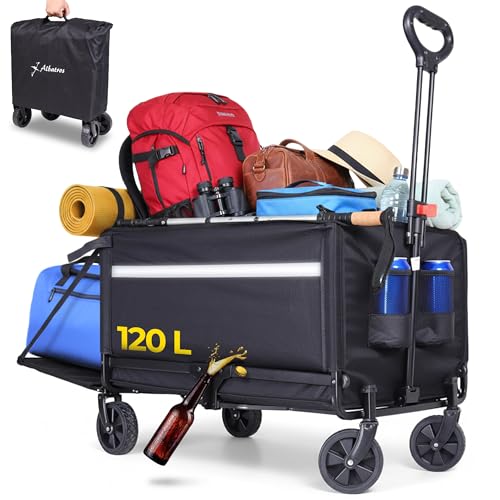 ALBATROS Bollerwagen klappbar 120L – Faltbarer Transportwagen mit...