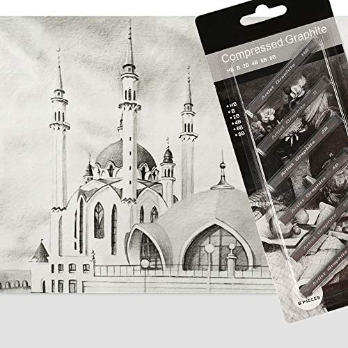 Myartool Compressed Graphite Sticks, B, Hb, 2B, 4B, 6B, 8B Assorted Degree Graphite Stick Set For Sketching Drawing And Shading #TOP5