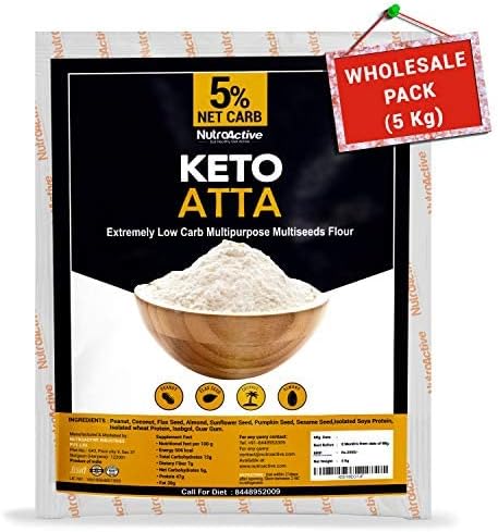 NutroActive Keto Atta (3g Net Carb Per Roti) Extremely Low Carb Flour - 1kg (Pack of 5)