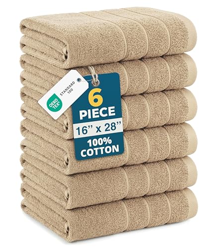 Casa Platino Bathroom Hand Towels - 6 Pack (16"x28"), 100%