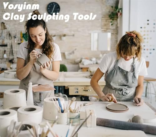 Vosyinm Kit de ferramentas de argila 34 peças ferramentas de argila de polímero ferramentas de escul