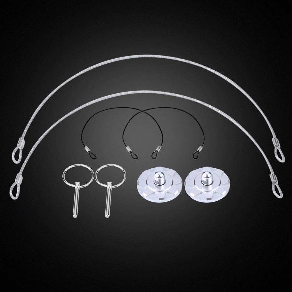 Akozon Hood Pins - Universal CNC Aluminum Car Vehicle Racing Hood Pin Kit (Silver, 2pcs)