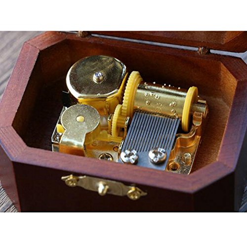 Fnly Antique Engraved Wooden Wind-Up Musical Box,You Are My Sunshine Musical Box,With Gold-Plating Movement In,Octagonal #TOP1
