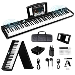 TERENCE Piano numérique, 88 touches lestées, batterie 1800 mAh, Haut – parleur 2 * 25W, pliable et portable, support Bluetooth et interface midi - Les Beatles, Paul McCartney, John Lennon, RIngo Starr, George Harrison
