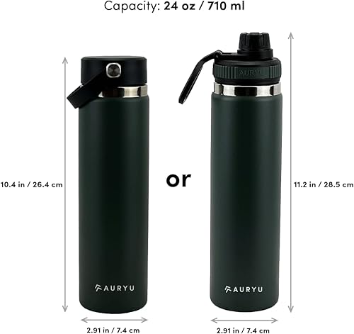 Miniatura 3 de Botella de agua de acero inoxidable de triple pared de 24 onzas, boca ancha, termo a prueba de fugas con tapa de boquilla, sin BPA, para gimnasio,