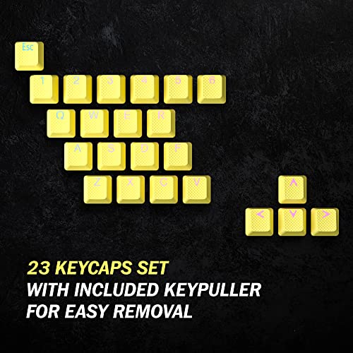 Hk Gaming Rubber Keycaps Set | Anti-Slip Texture | Doubleshot Backlit Keycap Set | 23 Keys Oem Profile Key Set | For Mechanical Keyboard | Compatible With Cherry Mx, Gateron, Kailh | Yellow #TOP5