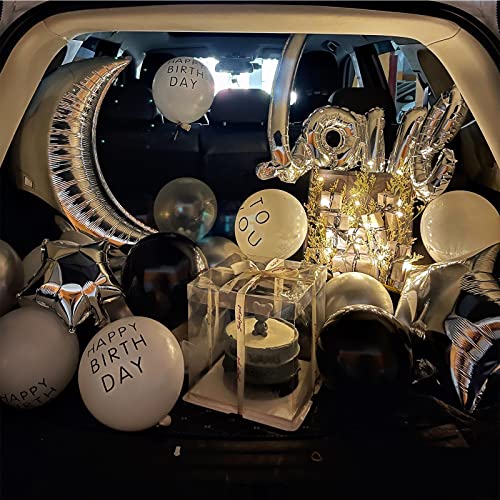 Silver Moon And Star Shape Balloons Large Aluminum Foil Balloons Decorate For Birthday Party,Baby Shower, Wedding, Bridal Shower Engagement Photo Shoot, Anniversary Decoration （12Pcs） #TOP5