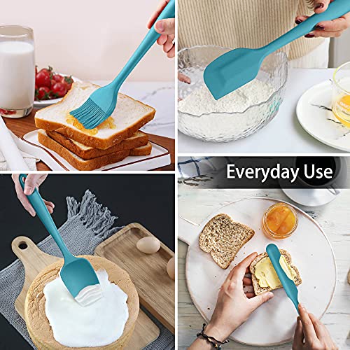 Lianyu 15-Piece Kitchen Cooking Utensils Set With Holder, Silicone Kitchen Tools Stainless Steel Handle, Slotted Spatula Spoon Turner Tong Whisk Brush For Cooking, Dark Blue #TOP5