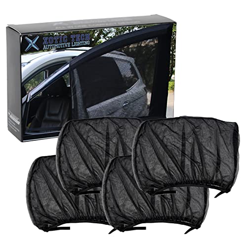 Xotic Tech 4Pcs Car Front Side Rear Window Sunshades Mesh Cover UV Protection Fit Most Cars, SUVs (Front Window Size: 14.56