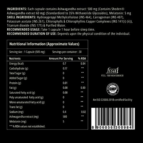 Curegarden Sleep N Rest Melatonin 5mg + Shoden Ashwagandha 500mg — Melatonin Sleep Supplements - image 5