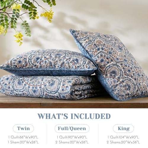 Comfort Spaces Valerie Boho Reversible Twin Quilt Bedding Set, 2 PC, Blue - image 6