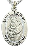 Solid pewter medal Comes on a 24 Inch endless stainless steel chain Comes in a special gift box Makes a great gift for Confirmation of First Communion Madal is 1 inch long