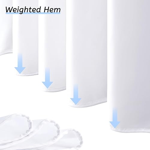 Miniatura 3 de Furlinic Cortina de ducha de tela blanca sin gancho, 60 x 72 pulgadas, cortina de baño impermeable de poliéster con 8 ojales de plástico integrados,