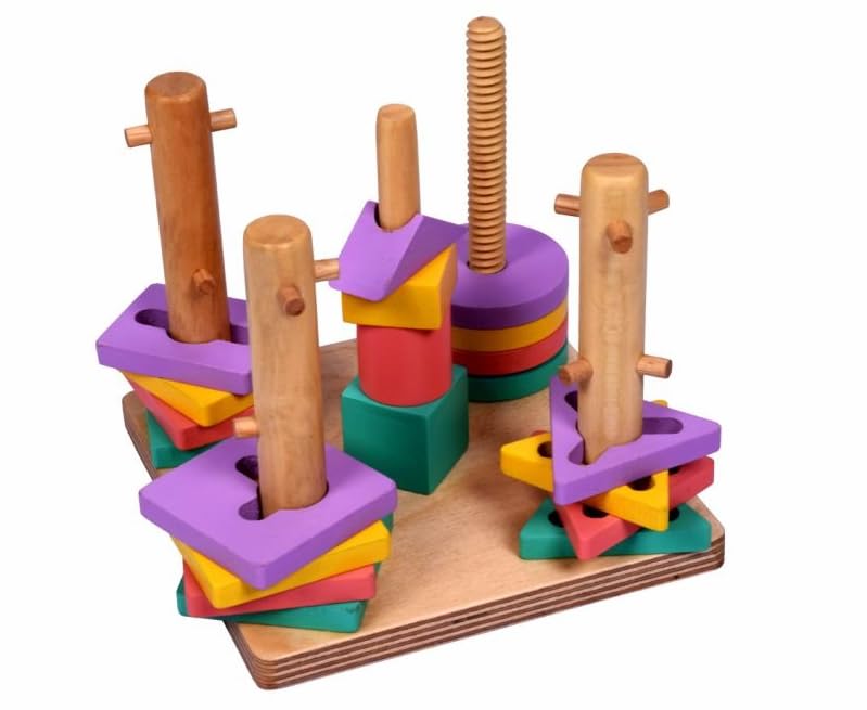 Kidken Montessori Wooden New 3D Game Toy | Wooden Shape Stacker & Sorter | Multi Activity Montessori Toy for 2+ Year Kids, Multi Color, Multi Shapes, screwing Toy (B0CJNYZYY5) Amazon Price History, Amazon Price Tracker