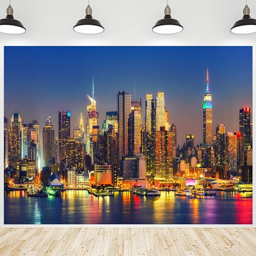 CRTPOD New York City Landscape Backdrop Manhattan Night Scenery Background