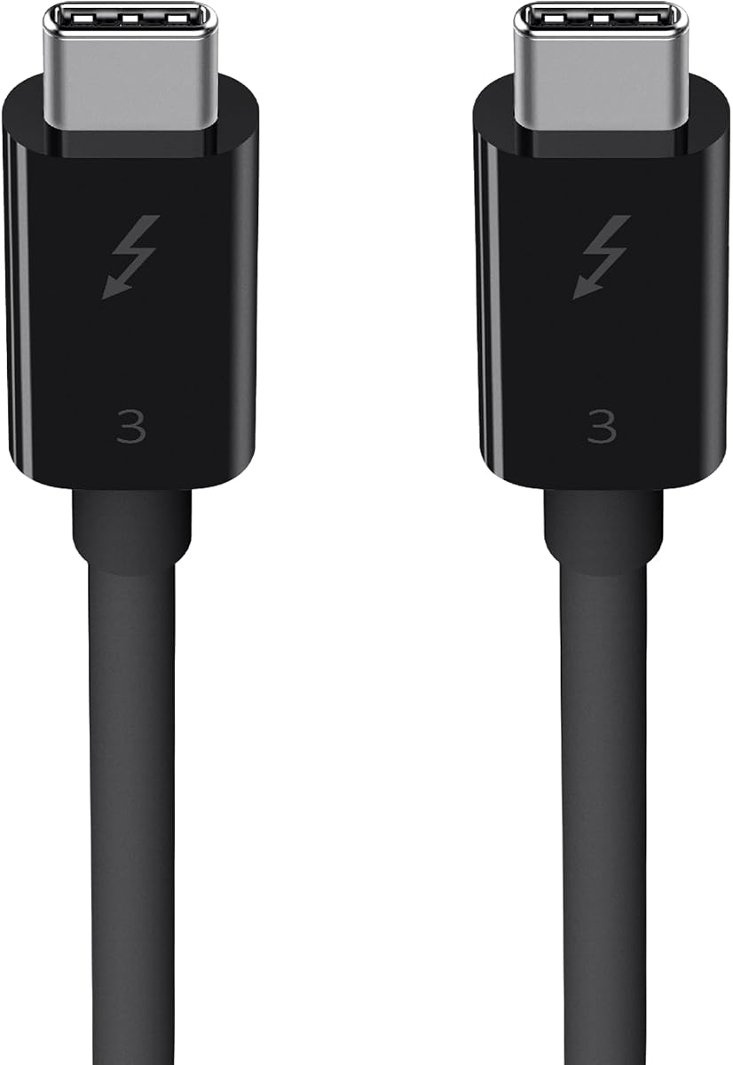 Thunderbolt 3 Cable, 100W, 5K, 2.6ft, Black | USB-C to USB-C fast charging cable, supports 5K Ultra HD video, compatible with MacBook Air and Samsung Galaxy