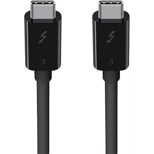 Belkin Cable Thunderbolt 3 de 100 W, cable de USB-C a USB-C, 0.5 m de largo, Negro, 0.8M