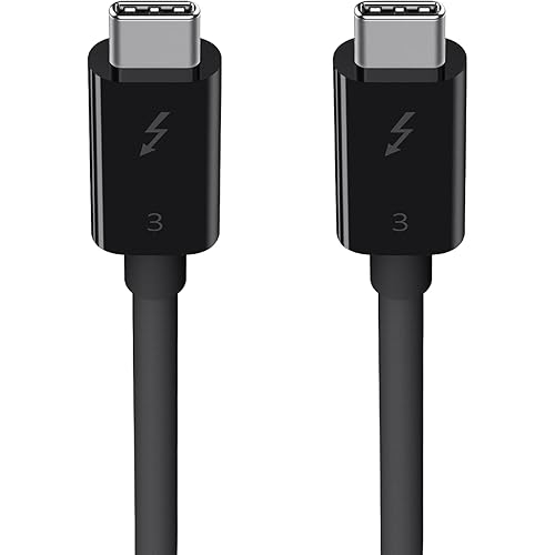 Belkin Thunderbolt 3 Cable (USB-C to USB-C) - Up to 100W Fast Charging, MacBook Air & Galaxy Compatible, 5K/Ultra HD, 2.6ft Black