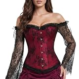 Zhitunemi Corset Tops for Women Renaissance: Womens Halloween Costume Corset Renaissance Fair - Historical Reenactment Events Large Red