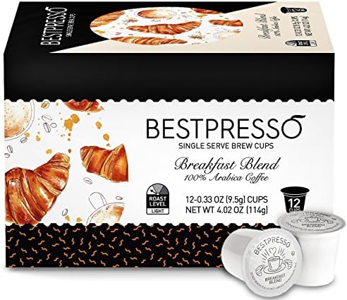 Bestpresso Coffee, Breakfast Blend Single Serve K-Cup, 72 Count (Compatible with 2.0 Keurig Brewers) 6 packs of 12 cups