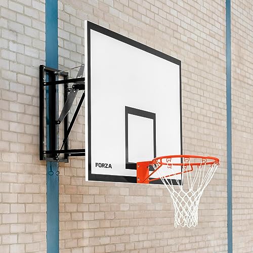 FORZA Adjustable Wall Mounted Basketball Backboard & Hoop - Height Adjustable | Ultra-Durable (Practice (47in x 35in))