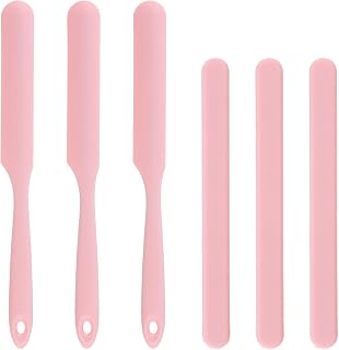 6Pcs Silicone Wax Applicator, Non-stick Wax Stick Hair Removal Spatulas Reusable Hard Waxing Scraper Epoxy Resin &Waxing Accessories Supplies Tools for Home Salon Body Use (Pink)