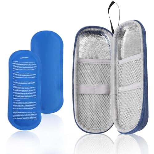 Miniatura 7 de Estuche Insulina Bolsa De Insulina De Viaje De Temperatura Constante Con 2 Bolsas De Hielo Portátil Medicamentos Estuche De Viaje Para Tomar Bolígrafos De Insulina Organizador Para Diabéticos Azul