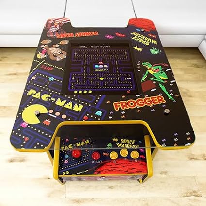 Arcade Game Machine Retro Cocktail Table Cabinet 60 Classic Video Games Flip Screen 1 or 2 Player 19 Inch LCD Display Screen Stereo Speaker Free Play Or Coin Operated 64.5cm W x 73cm H x 89.5cm D