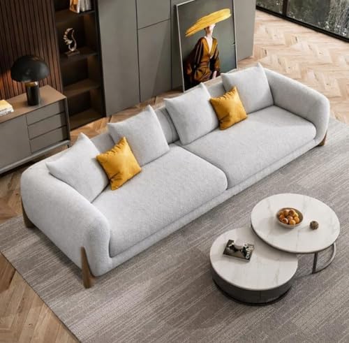 Image of Modern Sofa, Teddy Fabric, Chesterfield Style, Wooden Legs, for Living Room, Bedroom, Hallways (Steel Grey, 3 Seater)