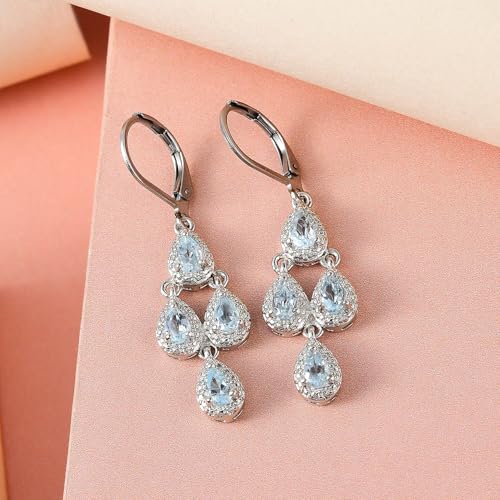 Chandelier Dangle Drop Earrings Women Trendy in Stainless Steel with Platinum Plating Gemstone Amethyst, Citrine, Peridot & Topaz Birthstone Beach Boho Jewelry Gifts3