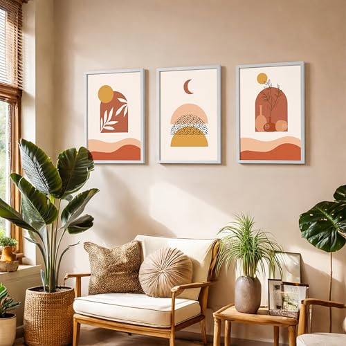 Image of NoWorries Floral & Leaf Wall Paintings | Set of 3 Minimalist Art Prints for Home Decoration | Framed Wall Decor for Living Room, Bedroom & Office | Modern Botanical Wall Art (Minimal Theme) ( Art-12, 13x19inch)